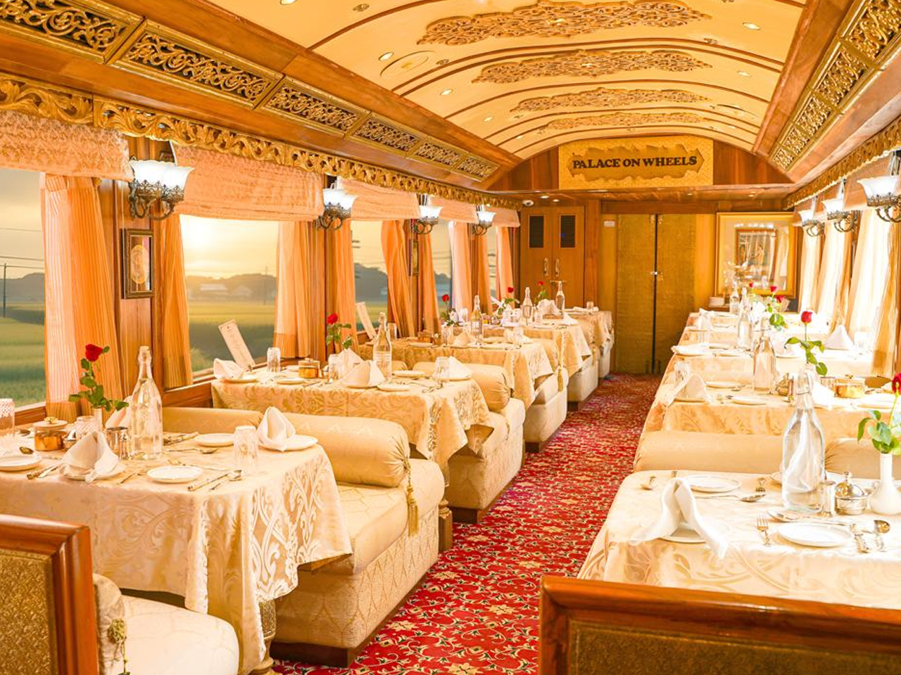 Palace on Wheels luxury sleeper train in India.